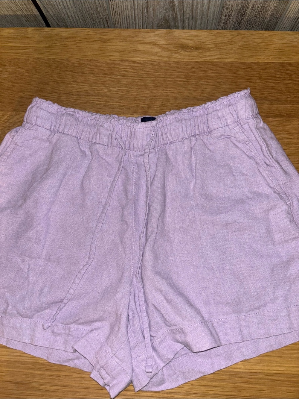 GAP Lavender High-Waist Linen-Blend Shorts
